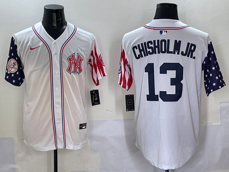 Men 2025  MLB New York Yankees #13 Chisholm Jr white jersey style 3